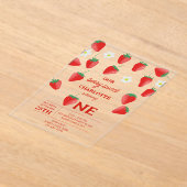 ベリー甘い1stバースデーストロベリーターニング アクリル招待状 (レイダウン)