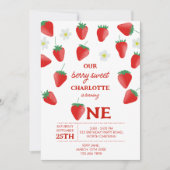 ベリー甘い1stバースデーストロベリーターニング 招待状 (正面)
