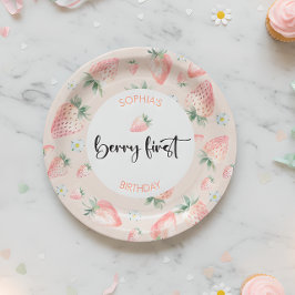 ベリー第1のイチゴ子供の誕生日 ペーパープレート