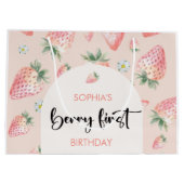 ベリー第1のイチゴ子供の誕生日 ラージペーパーバッグ (裏面)