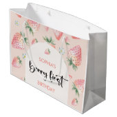 ベリー第1のイチゴ子供の誕生日 ラージペーパーバッグ (裏面アングル)