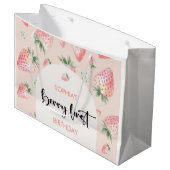 ベリー第1のイチゴ子供の誕生日 ラージペーパーバッグ (正面アングル)