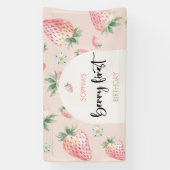 ベリー第1のイチゴ子供の誕生日 横断幕 (縦)