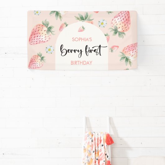 ベリー第1のイチゴ子供の誕生日 横断幕 (インサイチュ)