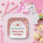 ベリー第1誕生日イチゴ1st誕生日7" ペーパープレート (パーティー)