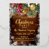 ベリー素朴金ゴールドボーブルズスタークリスマスパーティー 箔招待状 (正面)