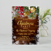 ベリー素朴金ゴールドボーブルズスタークリスマスパーティー 箔招待状 (立ち正面)
