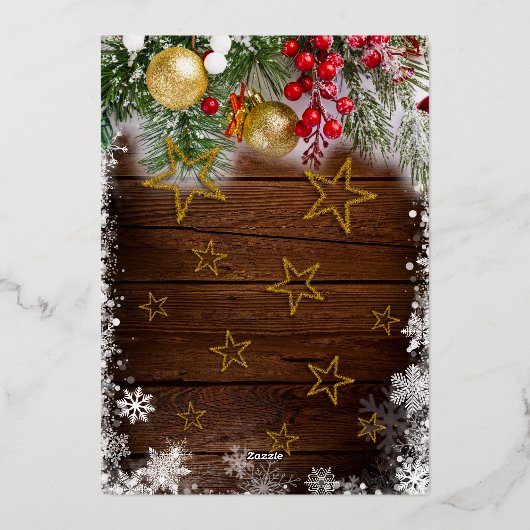 ベリー素朴金ゴールドボーブルズスタークリスマスパーティー 箔招待状 (裏面)