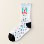 ベリー花抱き冬のクリスマスベアパーソナライズされた ソックス (左外側)