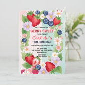 ベリー誕生日ストロベリーフラワーガールパーティー 招待状 (スタンド正面)