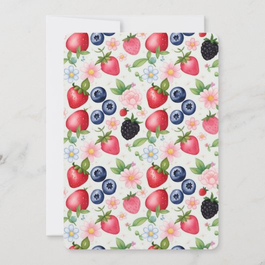 ベリー誕生日ストロベリーフラワーガールパーティー 招待状 (裏面)