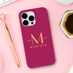 ベリー赤面カスタムモノグラムエレガントホッミニマルト Case-Mate iPhone 14 PRO MAXケース