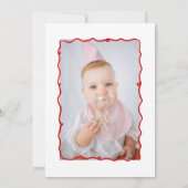 ベリー1手描きストロベリーフォト誕生日 招待状 (裏面)