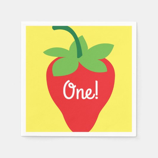 ベリー1歳の誕生日かわいいイチゴカラフルモダン スタンダードカクテルナプキン (正面)