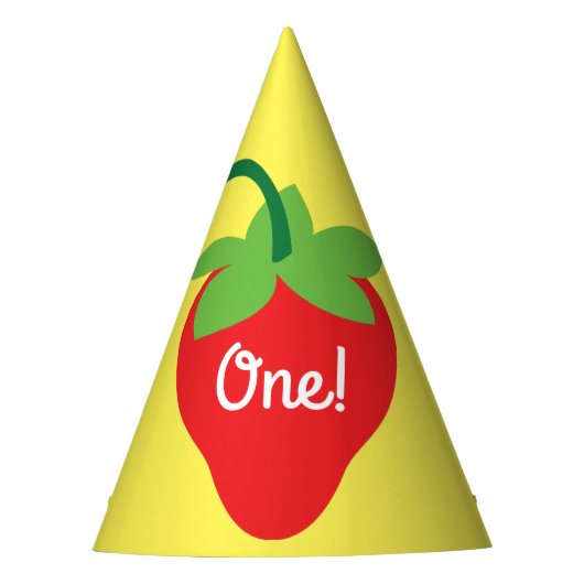 ベリー1歳の誕生日かわいいイチゴカラフルモダン パーティーハット (正面)