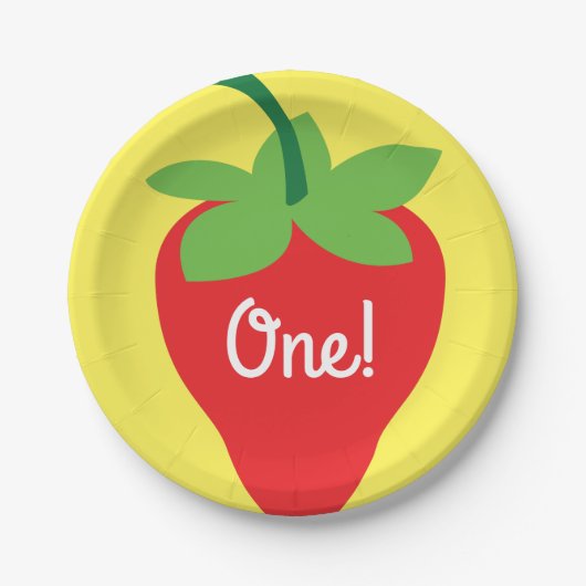 ベリー1歳の誕生日かわいいイチゴカラフルモダン ペーパープレート (正面)