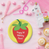 ベリー1歳の誕生日かわいいイチゴカラフルモダン ペーパープレート (パーティー)