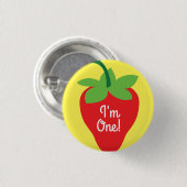 ベリー1歳の誕生日かわいいイチゴカラフルモダン 缶バッジ (正面&裏面)