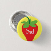 ベリー1歳の誕生日かわいいイチゴカラフルモダン 缶バッジ (正面&裏面)