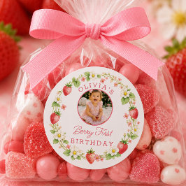 ベリー1歳の誕生日フォトステッカー ラウンドシール