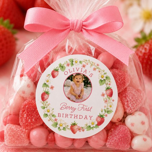 ベリー1歳の誕生日フォトステッカー ラウンドシール