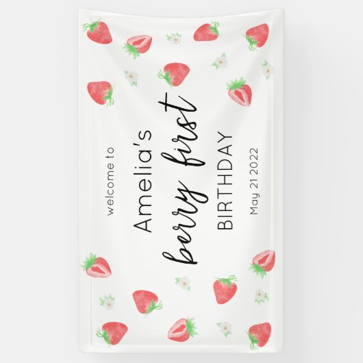 ベリー1歳の誕生日 |いちごファーストバナー 横断幕 (縦)