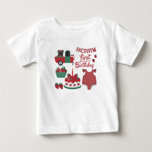 ベリー1歳の誕生日 ベビーTシャツ (正面)