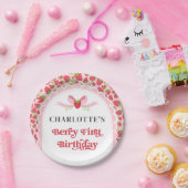 ベリー1番イチゴ1st誕生日7"ラウンド ペーパープレート (パーティー)