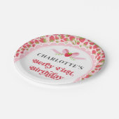 ベリー1番イチゴ1st誕生日7"ラウンド ペーパープレート (アングル)