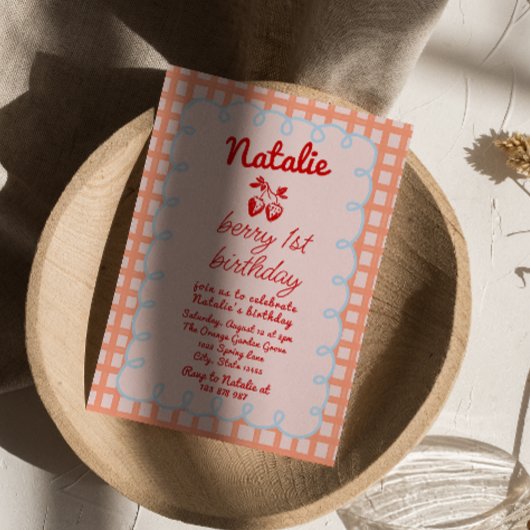 ベリー1stハンドス書ロゴ描誕生日 招待状