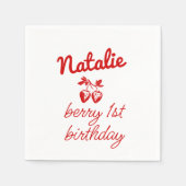 ベリー1stハンドドロッドイチゴレトロ誕生日 スタンダードカクテルナプキン (正面)
