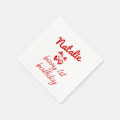 ベリー1stハンドドロッドイチゴレトロ誕生日 スタンダードカクテルナプキン (角)