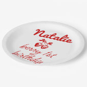 ベリー1stハンドドロッドイチゴレトロ誕生日 ペーパープレート (アングル)