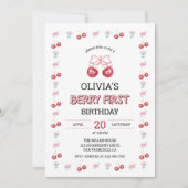 ベリー1stバースデーガールさくらんぼパーティー 招待状 (正面)