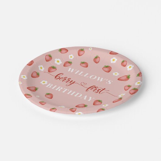 ベリー1stバースデーストロベリーテーマのパーティープレート ペーパープレート (アングル)