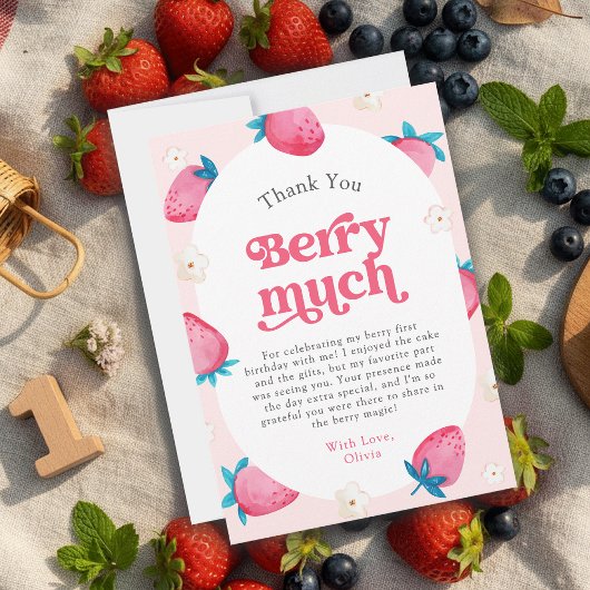 ベリー1stバースデーストロベリーファースト誕生日パーティー サンキューカード