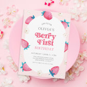 ベリー1stバースデーストロベリーファースト誕生日パーティー 招待状