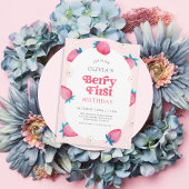 ベリー1stバースデーストロベリーファースト誕生日パーティー 招待状