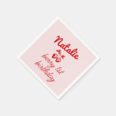 ベリー1stピンクハンドドロッドイチゴ誕生日 スタンダードカクテルナプキン (角)