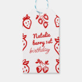 ベリー1st手描きストロベリーガールおもしろい誕生日 ギフトタグ (正面)