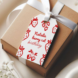 ベリー1st手描きストロベリーガールおもしろい誕生日 ギフトタグ