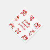 ベリー1st手描きストロベリーガールおもしろい誕生日 スタンダードカクテルナプキン (角)