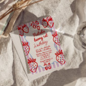 ベリー1st手描きストロベリーガールおもしろい誕生日 招待状