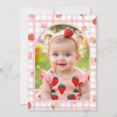 ベリー1st最初の誕生日フォトレッドボウガールズ 招待状 (裏面)