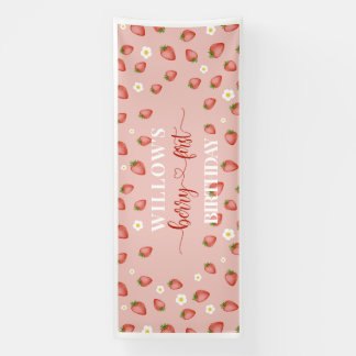 ベリー1st誕生日イチゴをテーマにしたバナー 横断幕