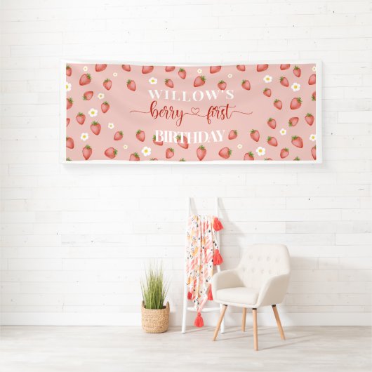 ベリー1st誕生日イチゴをテーマにしたバナー 横断幕 (インサイチュ)