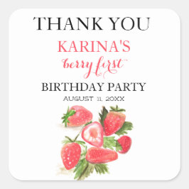 ベリー1st誕生日パーティーストロベリーフルーツ夏 スクエアシール