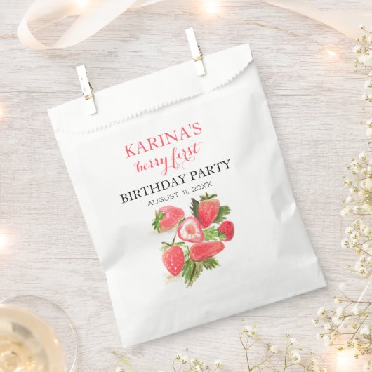 ベリー1st誕生日パーティーストロベリーフルーツ夏 フェイバーバッグ (クリップ留めされた状態)
