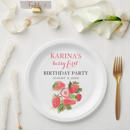 ベリー1st誕生日パーティーストロベリーフルーツ夏 ペーパープレート (ウェディング)