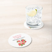 ベリー1st誕生日パーティーストロベリーフルーツ夏 ラウンドペーパーコースター (インサイチュ)